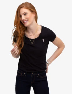 U.S. Polo Assn. SCOOP NECK T-SHIRT -Modern Wear Shop 212201PO ANTR 1 daed7948 c374 4d8d aef5 d24f6f3e3dc4