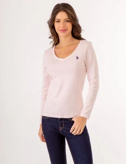 U.S. Polo Assn. LONG SLEEVE V-NECK T-SHIRT -Modern Wear Shop 213285RB CCPK 80005