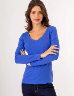 U.S. Polo Assn. LONG SLEEVE V-NECK T-SHIRT -Modern Wear Shop 213285RB DZBL 79966