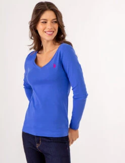 U.S. Polo Assn. LONG SLEEVE V-NECK T-SHIRT -Modern Wear Shop 213285RB DZBL 79968