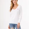 U.S. Polo Assn. LONG SLEEVE V-NECK T-SHIRT -Modern Wear Shop 213285RB WHIT 77167