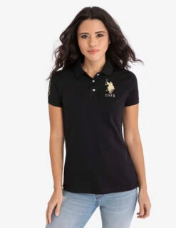 U.S. Polo Assn. USPA METALLIC PRINT POLO SHIRT -Modern Wear Shop 214968ZH BLCK 6522