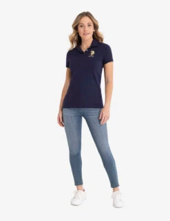 U.S. Polo Assn. USPA METALLIC PRINT POLO SHIRT -Modern Wear Shop 214968ZH NAVY 6114