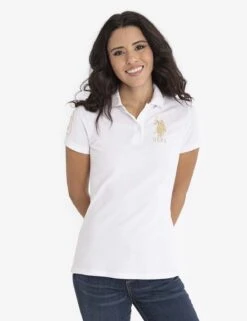 U.S. Polo Assn. USPA METALLIC PRINT POLO SHIRT -Modern Wear Shop 214968ZH WHTG 6082