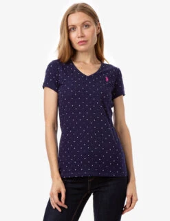 U.S. Polo Assn. DOT V-NECK T-SHIRT -Modern Wear Shop 21497006 NVPK 10700