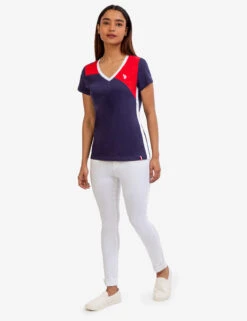 U.S. Polo Assn. COLORBLOCK V-NECK T-SHIRT -Modern Wear Shop 2152130H EVBL 48185