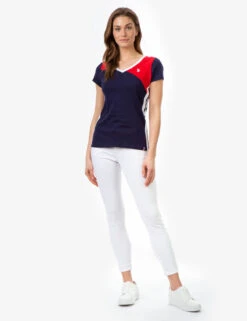 U.S. Polo Assn. COLORBLOCK V-NECK T-SHIRT -Modern Wear Shop 2152130H EVBL 7269