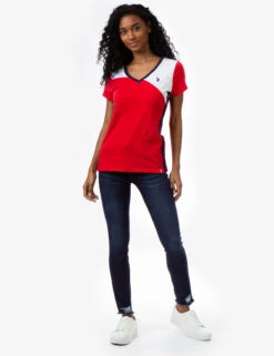 U.S. Polo Assn. COLORBLOCK V-NECK T-SHIRT -Modern Wear Shop 2152130H RCRD 9342