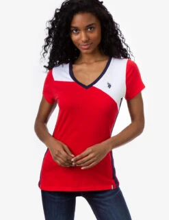 U.S. Polo Assn. COLORBLOCK V-NECK T-SHIRT -Modern Wear Shop 2152130H RCRD 9348