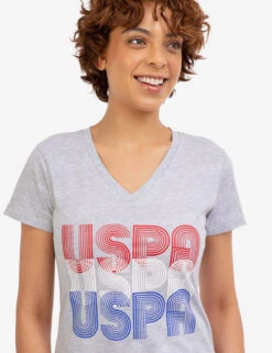 U.S. Polo Assn. RETRO USPA V-NECK T-SHIRT -Modern Wear Shop 2156161D LTGY 45649