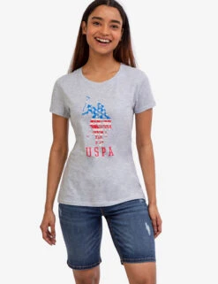 U.S. Polo Assn. USPA LOGO FLAG CREW NECK T-SHIRT -Modern Wear Shop 2156201D LTGY 48550