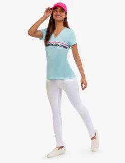 U.S. Polo Assn. V-NECK STRIPE FOIL GRAPHIC T-SHIRT -Modern Wear Shop 215624 EASY 48112