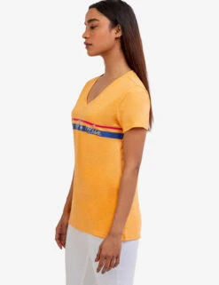 U.S. Polo Assn. V-NECK STRIPE FOIL GRAPHIC T-SHIRT -Modern Wear Shop 215624 GLOOM 48145