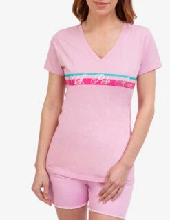 U.S. Polo Assn. V-NECK STRIPE FOIL GRAPHIC T-SHIRT -Modern Wear Shop 215624 ROSESACHET 46146