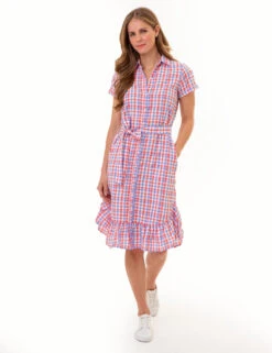 U.S. Polo Assn. GINGHAM RUFFLE HEM DRESS