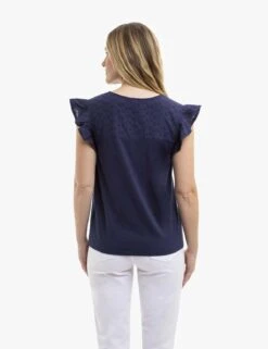 U.S. Polo Assn. EYELET YOKE FLUTTER SLEEVE TOP 14 U.S. Polo Assn. EYELET YOKE FLUTTER SLEEVE TOP -Modern Wear Shop 2157141H CLNV 14164