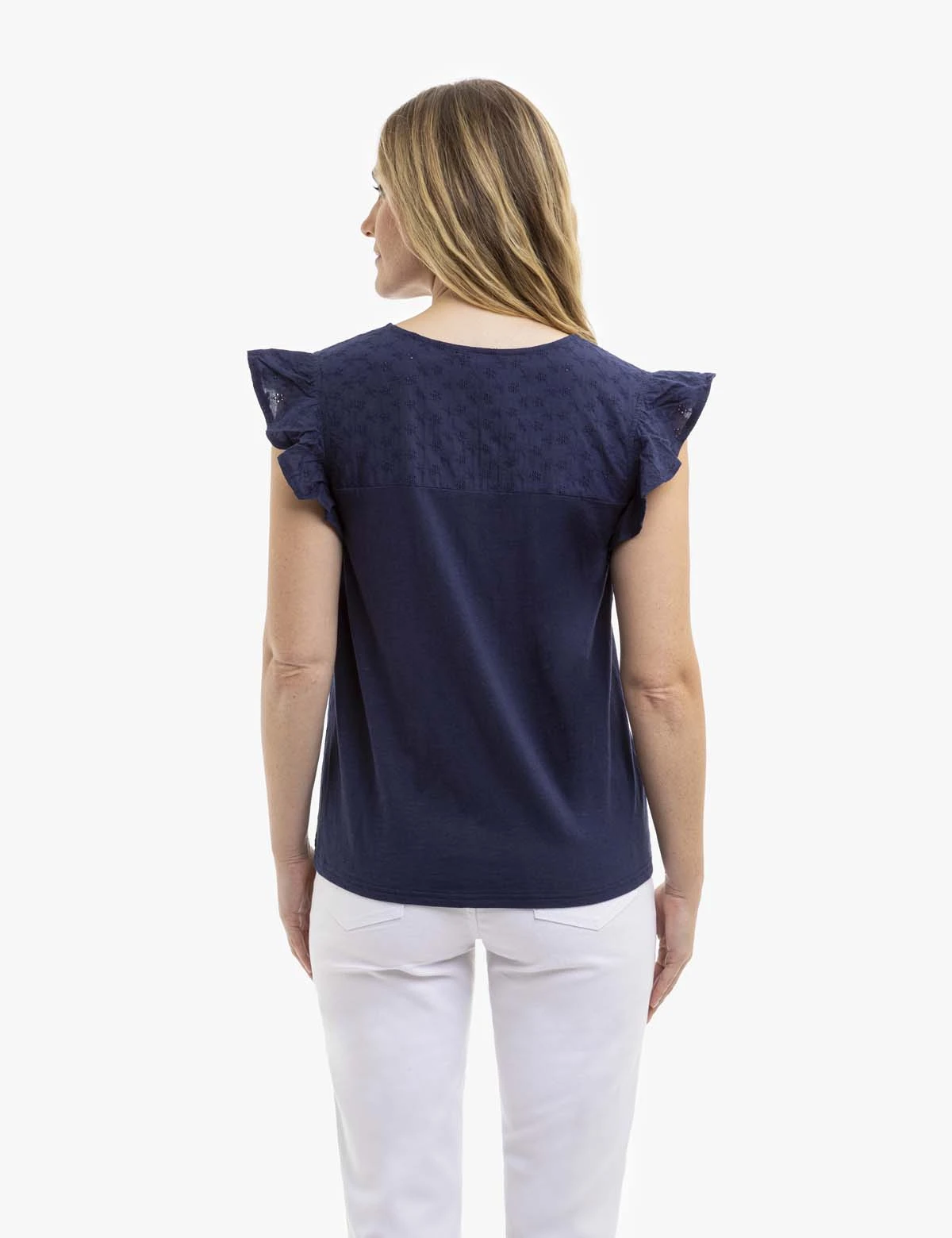 U.S. Polo Assn. EYELET YOKE FLUTTER SLEEVE TOP 6 U.S. Polo Assn. EYELET YOKE FLUTTER SLEEVE TOP - Image 4