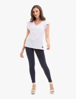 U.S. Polo Assn. EYELET YOKE FLUTTER SLEEVE TOP 15 U.S. Polo Assn. EYELET YOKE FLUTTER SLEEVE TOP -Modern Wear Shop 2157141H WHIT 14291