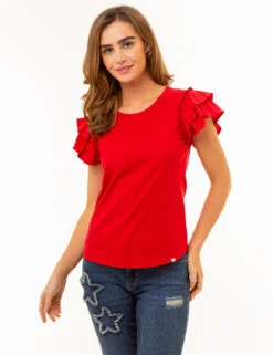 U.S. Polo Assn. FLUTTER SLEEVE CREW NECK T-SHIRT -Modern Wear Shop 2157221H ERED 86013