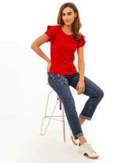 U.S. Polo Assn. FLUTTER SLEEVE CREW NECK T-SHIRT -Modern Wear Shop 2157221H ERED 86027