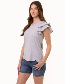 U.S. Polo Assn. FLUTTER SLEEVE CREW NECK T-SHIRT -Modern Wear Shop 2157221H LTGY 1218