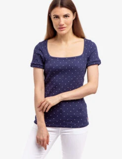 U.S. Polo Assn. RIB SQUARE NECK DOT T-SHIRT -Modern Wear Shop 21573167 CLNV 54981