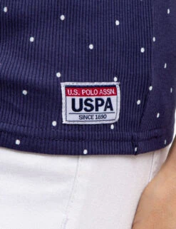 U.S. Polo Assn. RIB SQUARE NECK DOT T-SHIRT -Modern Wear Shop 21573167 CLNV 54985