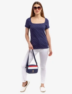 U.S. Polo Assn. RIB SQUARE NECK DOT T-SHIRT -Modern Wear Shop 21573167 CLNV 54991
