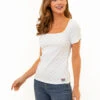 U.S. Polo Assn. RIB SQUARE NECK DOT T-SHIRT -Modern Wear Shop 21573167 WHIT 85974