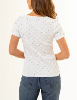 U.S. Polo Assn. RIB SQUARE NECK DOT T-SHIRT -Modern Wear Shop 21573167 WHIT 85978