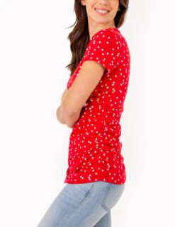 U.S. Polo Assn. STAR PRINT RUCHED SIDE V-NECK T-SHIRT -Modern Wear Shop 2158431H ERED 80436