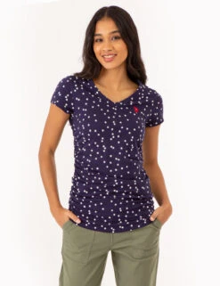 U.S. Polo Assn. STAR PRINT RUCHED SIDE V-NECK T-SHIRT