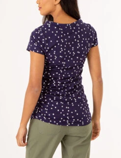U.S. Polo Assn. STAR PRINT RUCHED SIDE V-NECK T-SHIRT -Modern Wear Shop 2158431H EVBL 75771