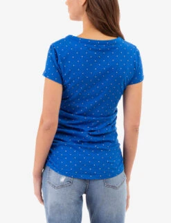 U.S. Polo Assn. DOT PRINT RUCHED SIDE V-NECK T-SHIRT -Modern Wear Shop 2158441H LAPB 83158