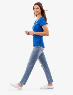 U.S. Polo Assn. DOT PRINT RUCHED SIDE V-NECK T-SHIRT -Modern Wear Shop 2158441H LAPB 83159