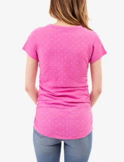 U.S. Polo Assn. DOT PRINT RUCHED SIDE V-NECK T-SHIRT -Modern Wear Shop 2158441H PKPZ 83167