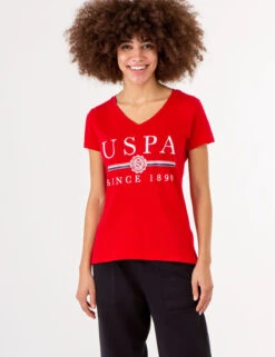 U.S. Polo Assn. USPA MEDALLION V-NECK T-SHIRT -Modern Wear Shop 2158451D ERED 72756