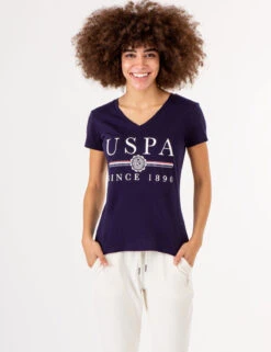 U.S. Polo Assn. USPA MEDALLION V-NECK T-SHIRT -Modern Wear Shop 2158451D EVBL 72734