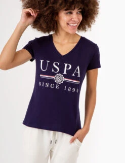 U.S. Polo Assn. USPA MEDALLION V-NECK T-SHIRT -Modern Wear Shop 2158451D EVBL 72738