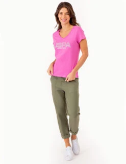 U.S. Polo Assn. USPA STUD EMBELLISHED V-NECK T-SHIRT -Modern Wear Shop 2158491D PKPZ 80135