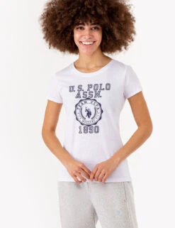 U.S. Polo Assn. CREST PRINT SCOOP NECK T-SHIRT -Modern Wear Shop 2158521H WHIT 72936
