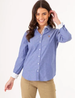 U.S. Polo Assn. LONG SLEEVE SOLID STRETCH OXFORD SHIRT -Modern Wear Shop 215859YI DZBL 75582a