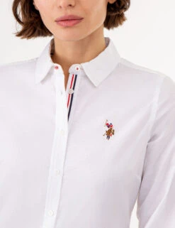 U.S. Polo Assn. LONG SLEEVE SOLID STRETCH OXFORD SHIRT -Modern Wear Shop 215859YI WHIT 72929