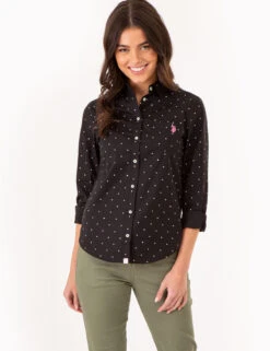 U.S. Polo Assn. DOT PRINT LONG SLEEVE POPLIN SHIRT
