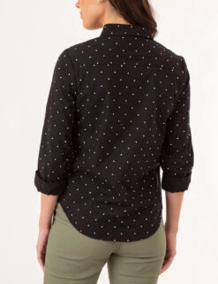 U.S. Polo Assn. DOT PRINT LONG SLEEVE POPLIN SHIRT -Modern Wear Shop 21586189 BLCK 75419