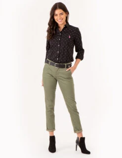 U.S. Polo Assn. DOT PRINT LONG SLEEVE POPLIN SHIRT -Modern Wear Shop 21586189 BLCK 75421