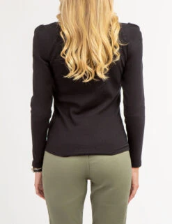 U.S. Polo Assn. LONG SLEEVE SQUARE NECK RIBBED TOP -Modern Wear Shop 21587166 BLCK 65594