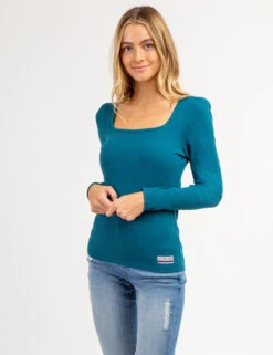 U.S. Polo Assn. LONG SLEEVE SQUARE NECK RIBBED TOP -Modern Wear Shop 21587166 HDTL 66760