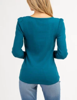 U.S. Polo Assn. LONG SLEEVE SQUARE NECK RIBBED TOP -Modern Wear Shop 21587166 HDTL 66763