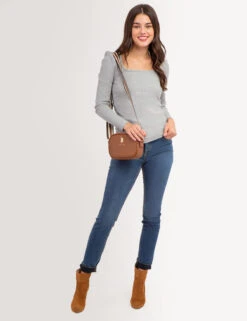 U.S. Polo Assn. LONG SLEEVE SQUARE NECK RIBBED TOP -Modern Wear Shop 21587166 HGRY 67754